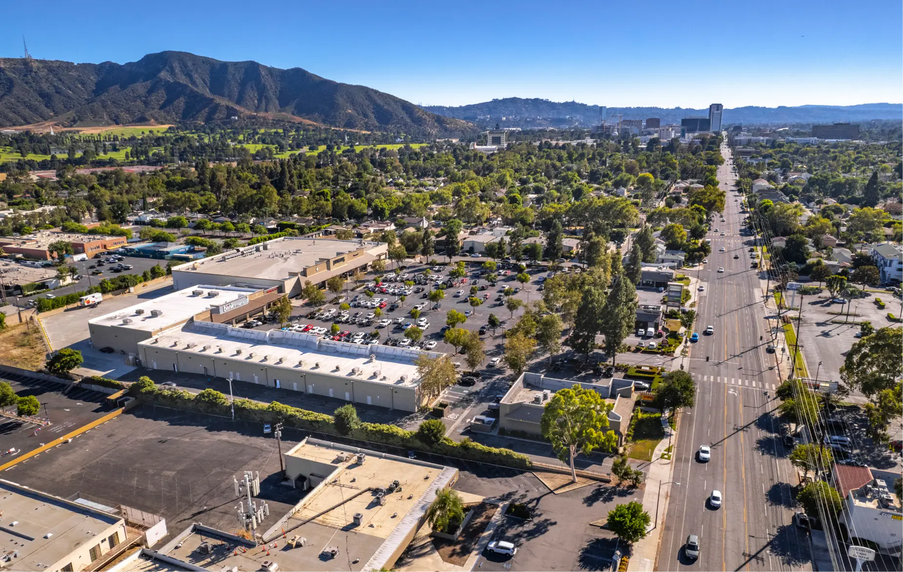 Current photo of Burbank, CA site with outdoor retail center