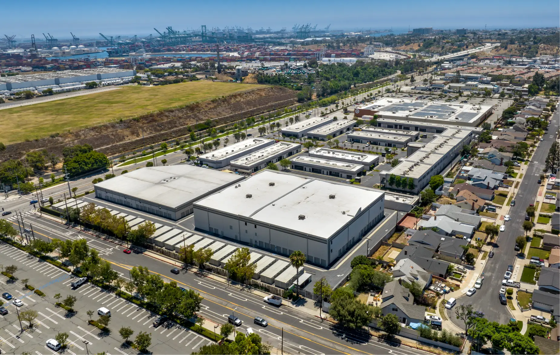 Current photo of San Pedro site with modern industrial building